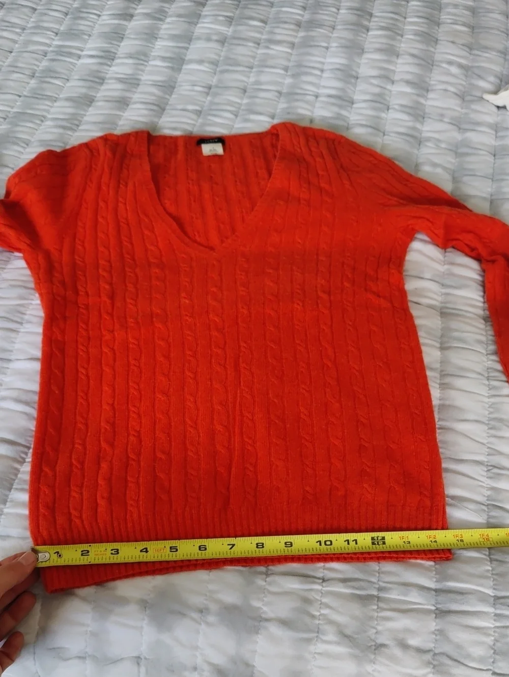 J.crew Women's Cable Knit V-Neck Sweater Orange Vintage Cottagecore Y2K Luxury